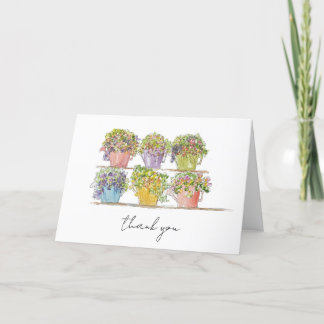 Cheerful Flower Market Hand Drawn Sketch  Thank You Card