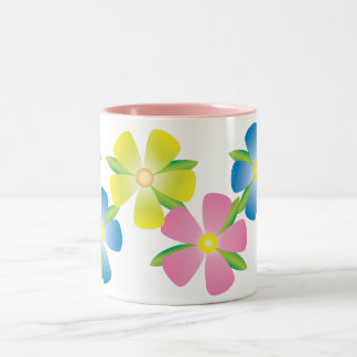 Cheerful Flowers Two-Tone Coffee Mug