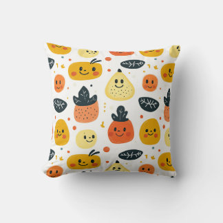 Cheerful Fruit and Vegetable Characters Pillow