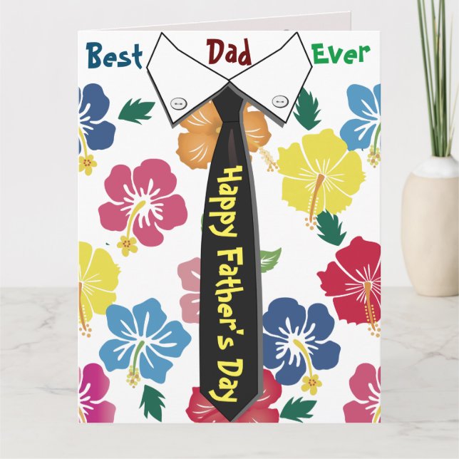 Cheerful Fun Father's Day Card With Tie Design (Front)