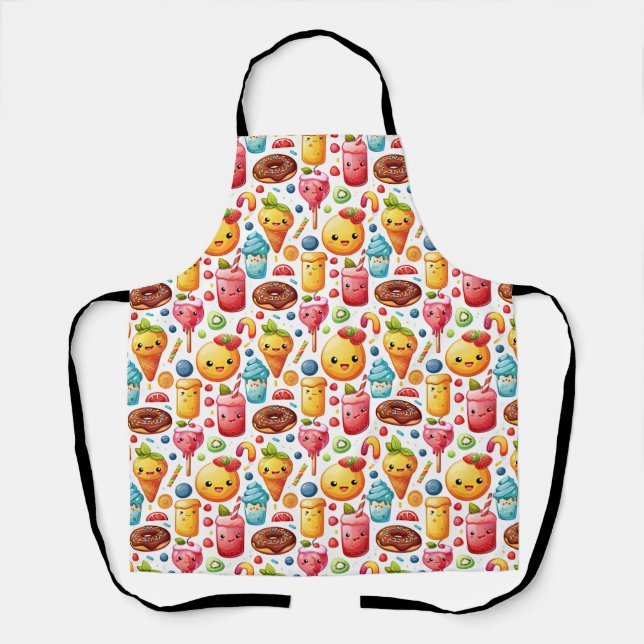 Cheerful funny cute sweets  Apron (Front)