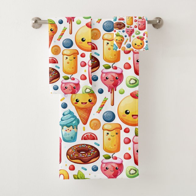  Cheerful funny cute sweets  Bath Towel Set (Insitu)