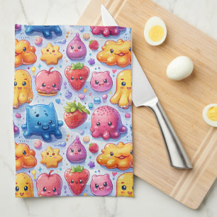 Cheerful funny cute sweets Kitchen Towel