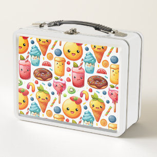 Cheerful funny cute sweets Metal Lunch Box
