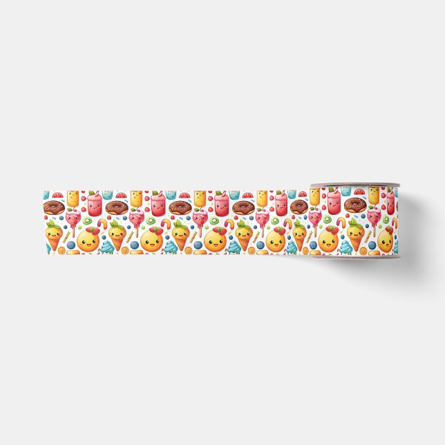  Cheerful funny cute sweets  Satin Ribbon (Front)