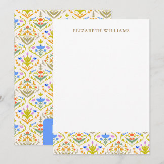 Cheerful Garden Botanical Personalized Note Cards 