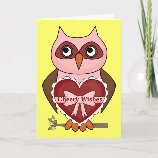 Cheerful Get Well Owl Card (Front)