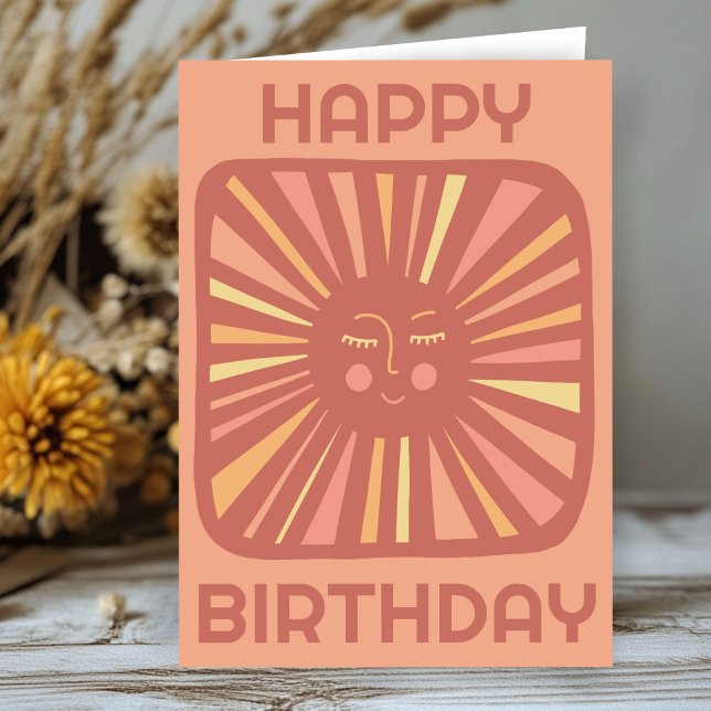Cheerful Glow Sun HAPPY BIRTHDAY Customized BDAY Card (Cheerful Glow Sun HAPPY BIRTHDAY Customized Boho BDAY Card
)