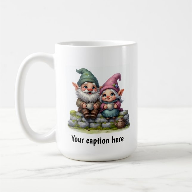 Cheerful Gnomes Enjoying a Coffee Break Mug (Left)