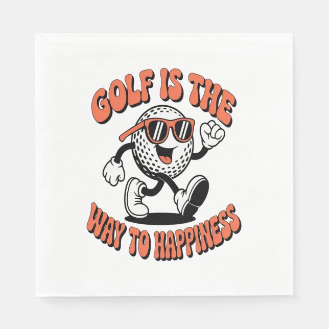 Cheerful Golf Ball Mascot Napkin (Front)