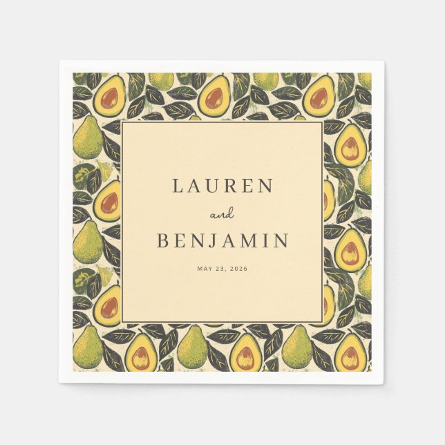 Cheerful Green Avocado Illustration Napkin (Front)