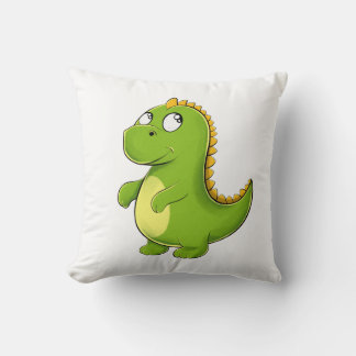 Cheerful Green Dino Throw Pillow