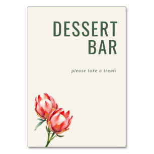 Cheerful Green Floral Dessert Bar Sign Table Number