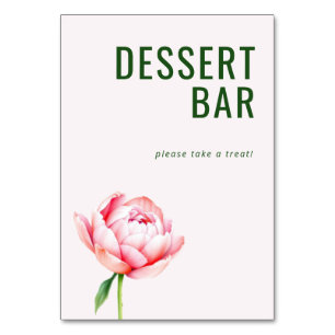 Cheerful Green Floral Dessert Bar Sign Table Number