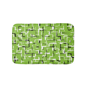 Cheerful Green/White/Black Trendy Bath Mat