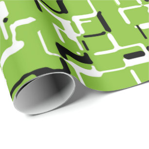 Cheerful Green/White/Black Trendy Wrapping Paper