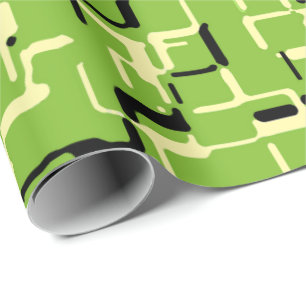 Cheerful Green/Yellow/Black Trendy Wrapping Paper