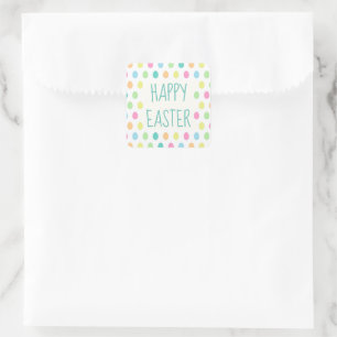 Cheerful Happy Easter Colourful Pastel Square Sticker