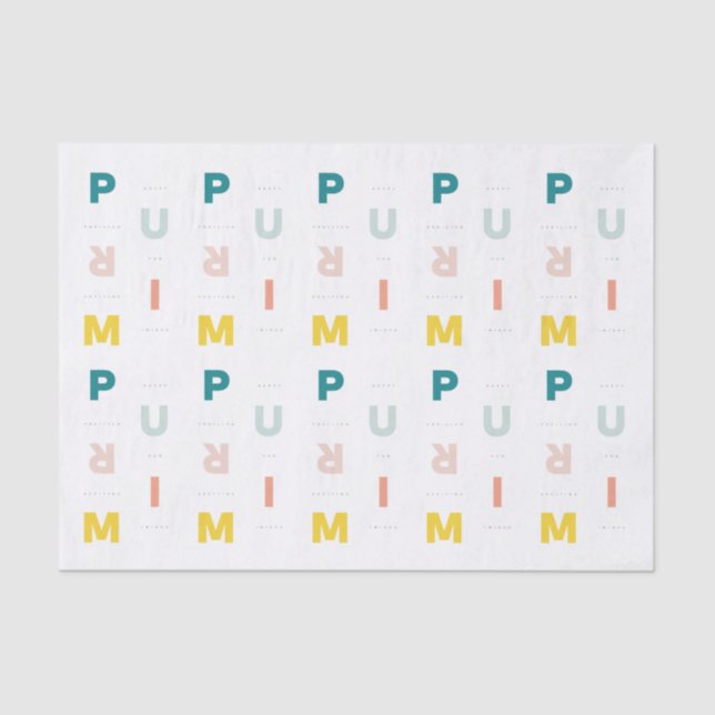 Cheerful Happy Purim Colourful Tissue Paper (Front)