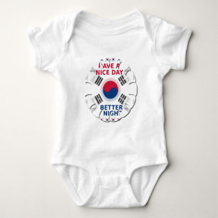 Cheerful "Have a Nice Day" Korean Flag Art design Baby Bodysuit