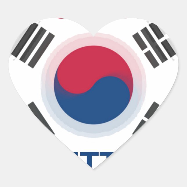 Cheerful "Have a Nice Day" Korean Flag Art design Heart Sticker (Front)