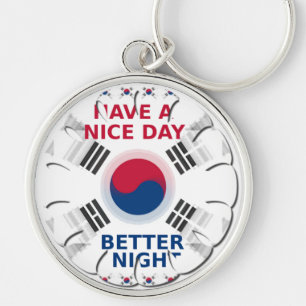 Cheerful "Have a Nice Day" Korean Flag Art design Keychain