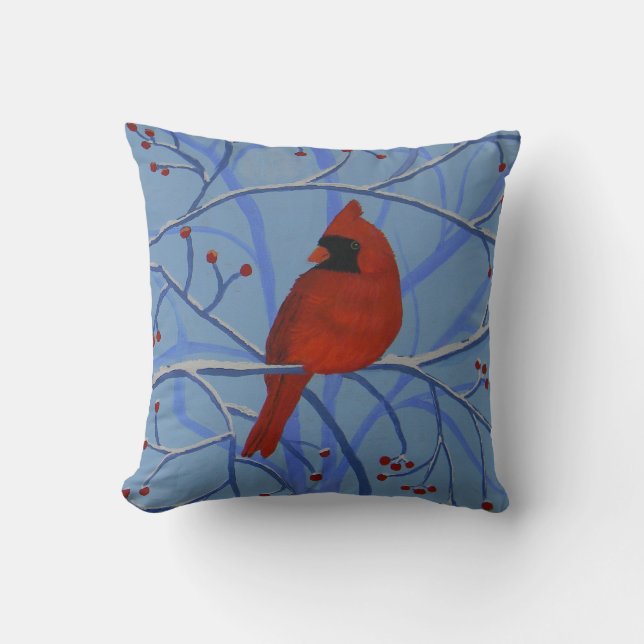 Cheerful heart Cardinal Throw Pillow (Front)