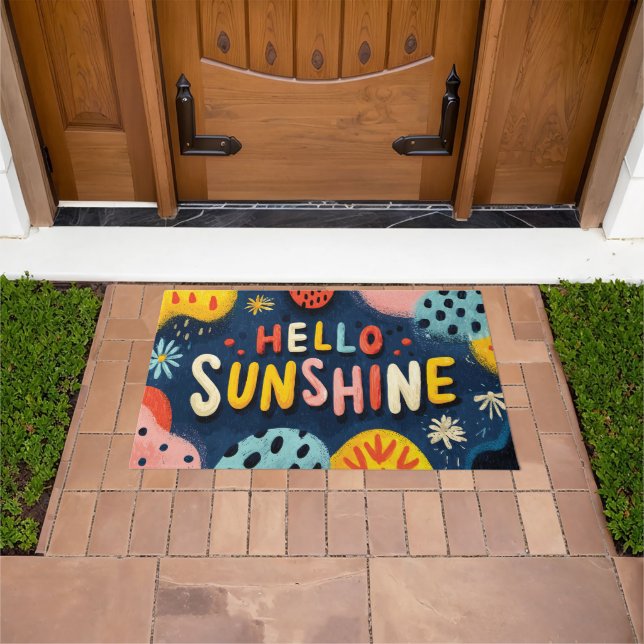 Cheerful "Hello Sunshine" Greeting  Doormat (Outdoor)