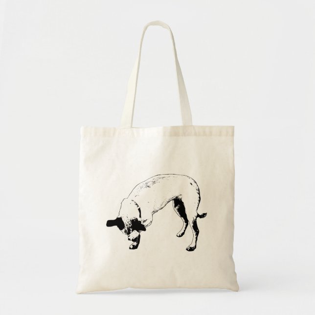 Cheerful Hideaway Terrier Tote Bag (Front)
