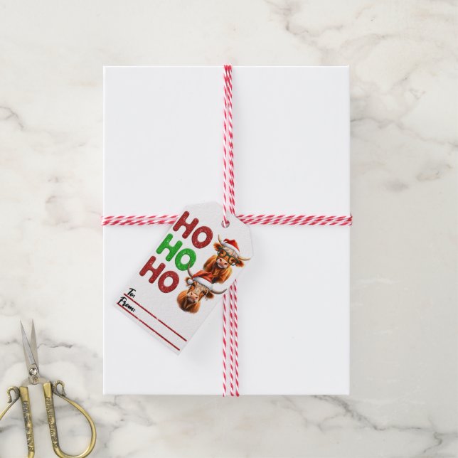 Cheerful holiday cow Christmas tags (With Twine)