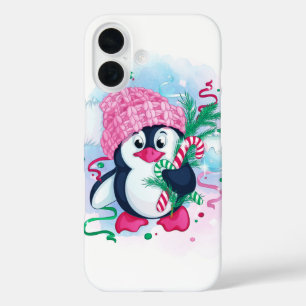 Cheerful Holiday Penguin iPhone 16 Case