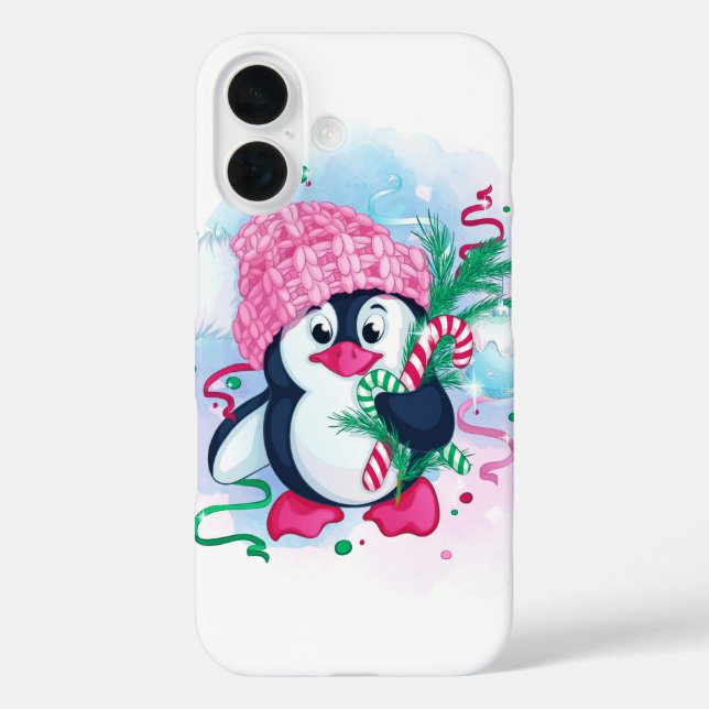 Cheerful Holiday Penguin Case-Mate iPhone Case (Back)