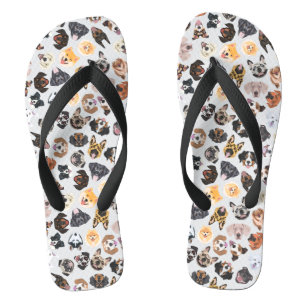 Cheerful Illustration with dogs Flip Flops