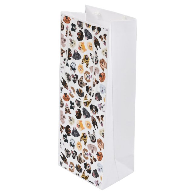 Cheerful Illustration with dogs Wine Gift Bag (Front Angled)