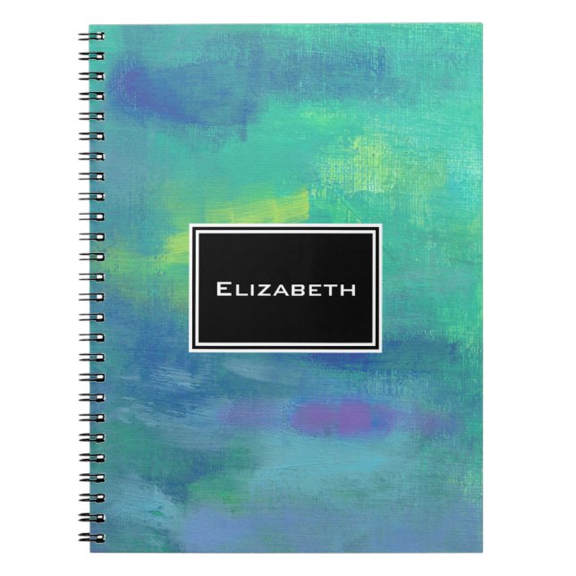 Cheerful Impressionist Abstract in Green and Blue Notebook (Front)