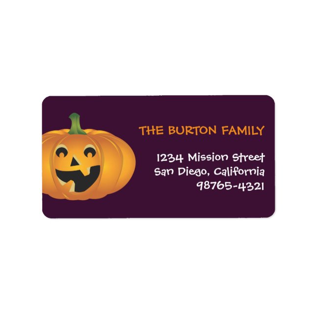 Cheerful jolly pumpkin custom Halloween address Label (Front)