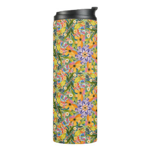 Cheerful kaleidoscope floral thermal tumbler