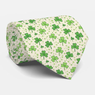 Cheerful Kelly Green Whimsical Scattered Four-Leaf Tie