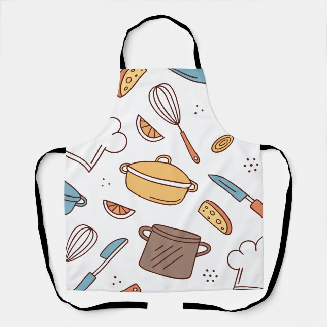 Cheerful Kitchen Doodle Apron (Front)