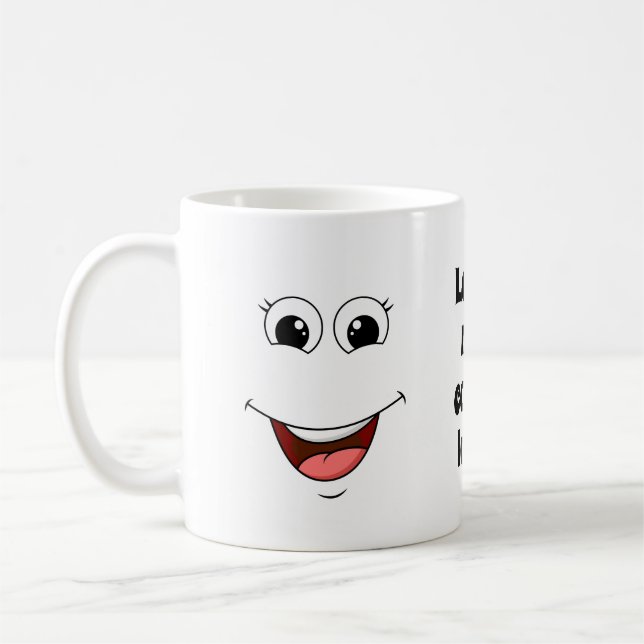 cheerful laughing face coffee mug (Left)
