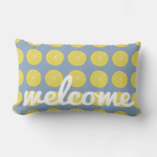 Cheerful Lemon, Modern Fruit Pattern a Zesty Lumbar Pillow