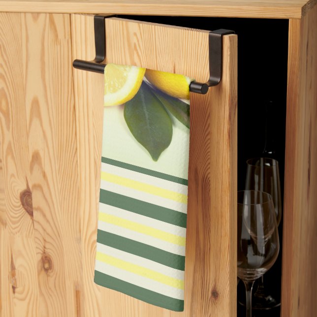 Cheerful Lemons and Stripes Kitchen Towel (Thirds Fold)