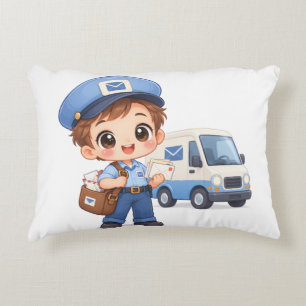 Cheerful Mail Carrier Accent Pillow