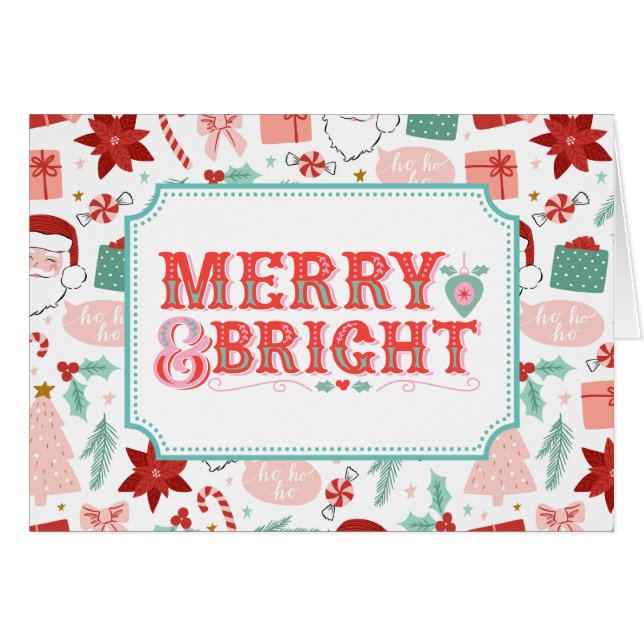 Cheerful Merry & Bright | Pink and Red Holiday (Front Horizontal)