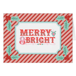 Cheerful Merry & Bright   Retro Pink and Red 