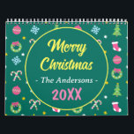 Cheerful merry Christmas Calendar<br><div class="desc">A Christmas calendar design with Christmas tree, ball, candy cane, snowflake, wreath, garland, and sock decoration ornament elements. This Christmas celebration calendar is very easy to personalize. You can change the text and images as you wish. Also suitable as a gift, souvenir, or for your own use. Express your Christmas...</div>