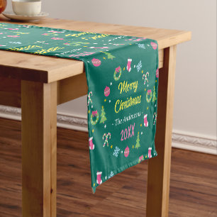 Cheerful merry Christmas Short Table Runner