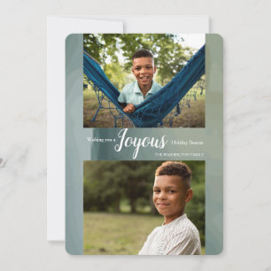 Cheerful Message Photo Holiday Card Green