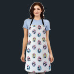 Cheerful Minnie Mouse Polka Dot Pattern Apron<br><div class="desc">Bright, playful, and bursting with Disney charm, this fun repeating pattern features Minnie Mouse in a variety of expressive poses, each framed by colorful polka dot circles. The lively mix of pastel hues and classic Minnie style creates a joyful, eye-catching design that feels fresh and full of personality. Perfect for...</div>