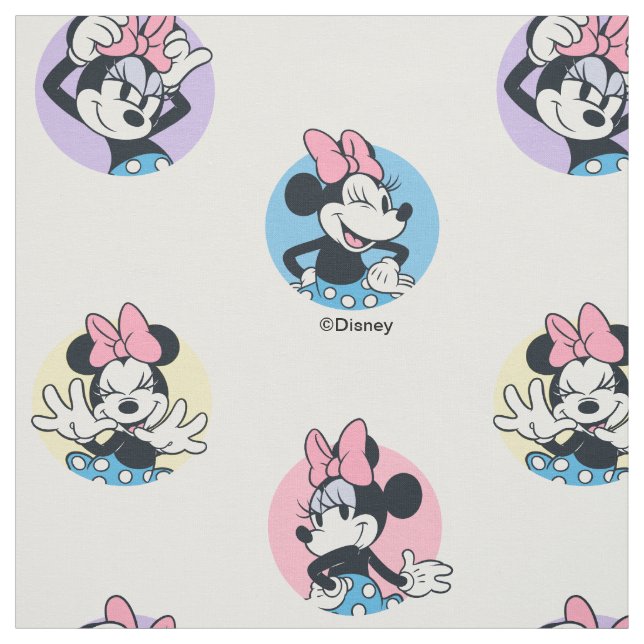 Cheerful Minnie Mouse Polka Dot Pattern Fabric (Swatch)